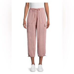 Time and Tru Parachute Cargo Jogger Pants, Pink Dusty Rose, Size L, Lyocell